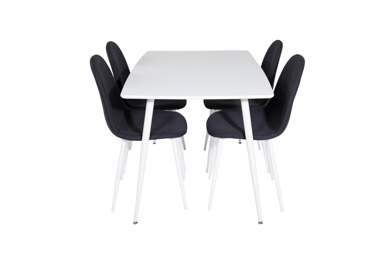 Venture Design Polar120X80WHWH Essgruppe Esstisch Weiß Und 4 Polar Esszimmerstühle Schwarz, Weiß.