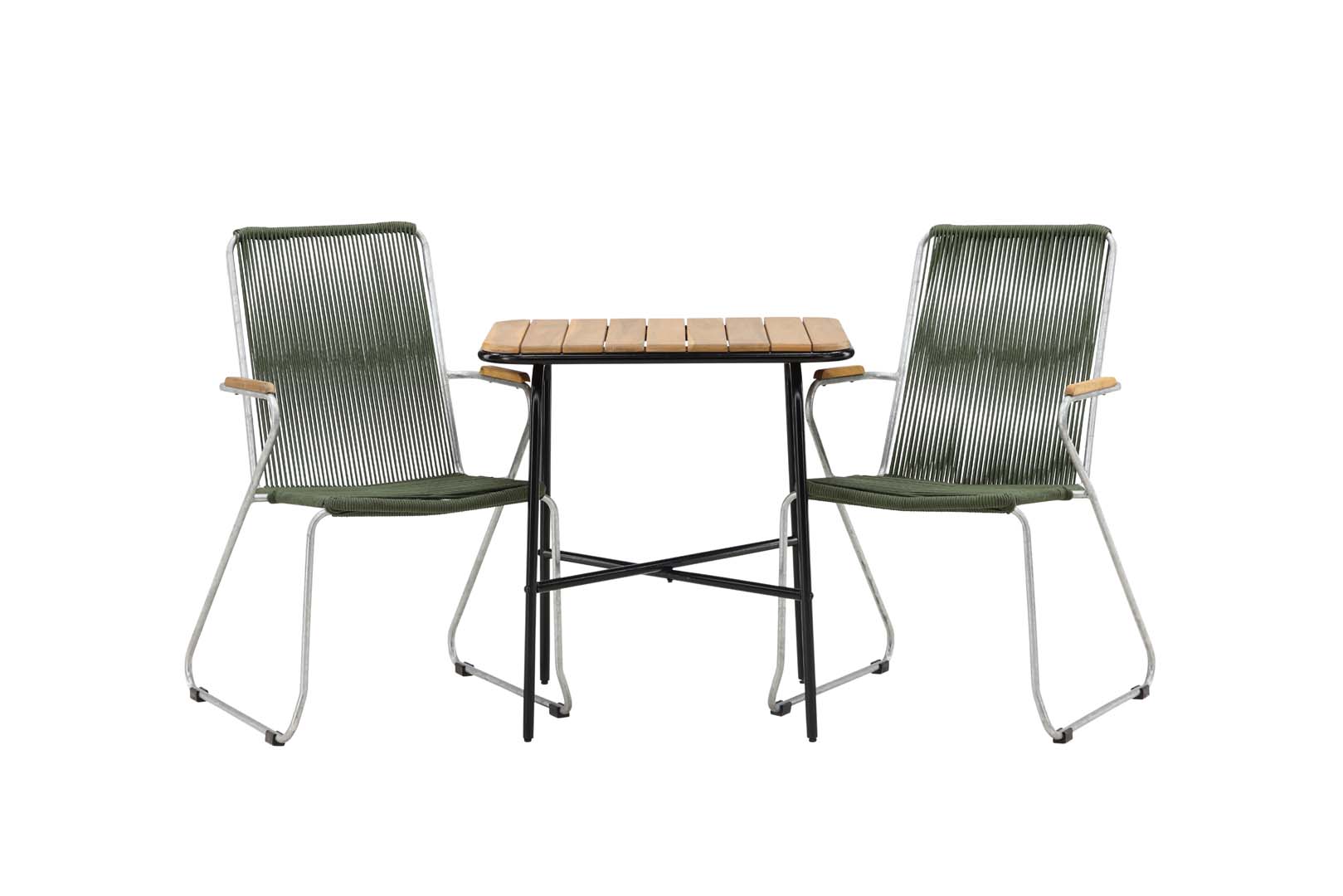 Holmbeck Gartenset Tisch, 2 Stühle natur,grün.