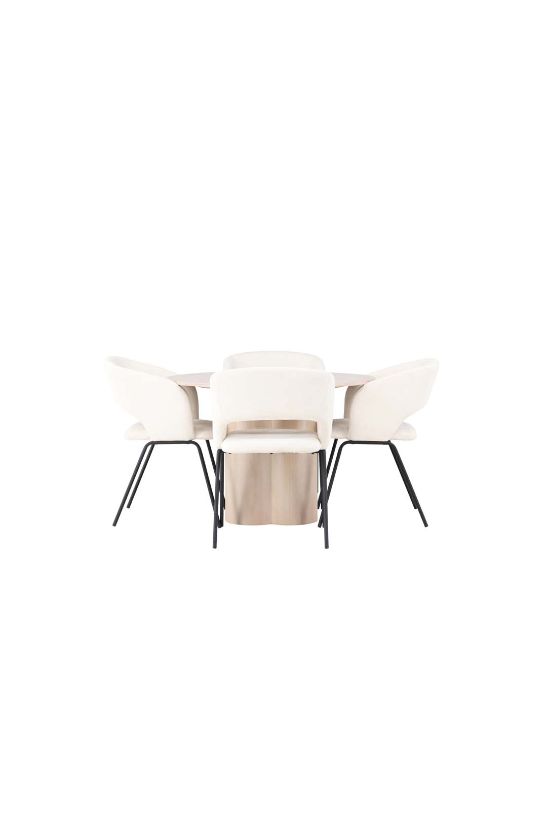 Olivia Essgruppe Tisch whitewash und 4 Day Stühle offwhite.