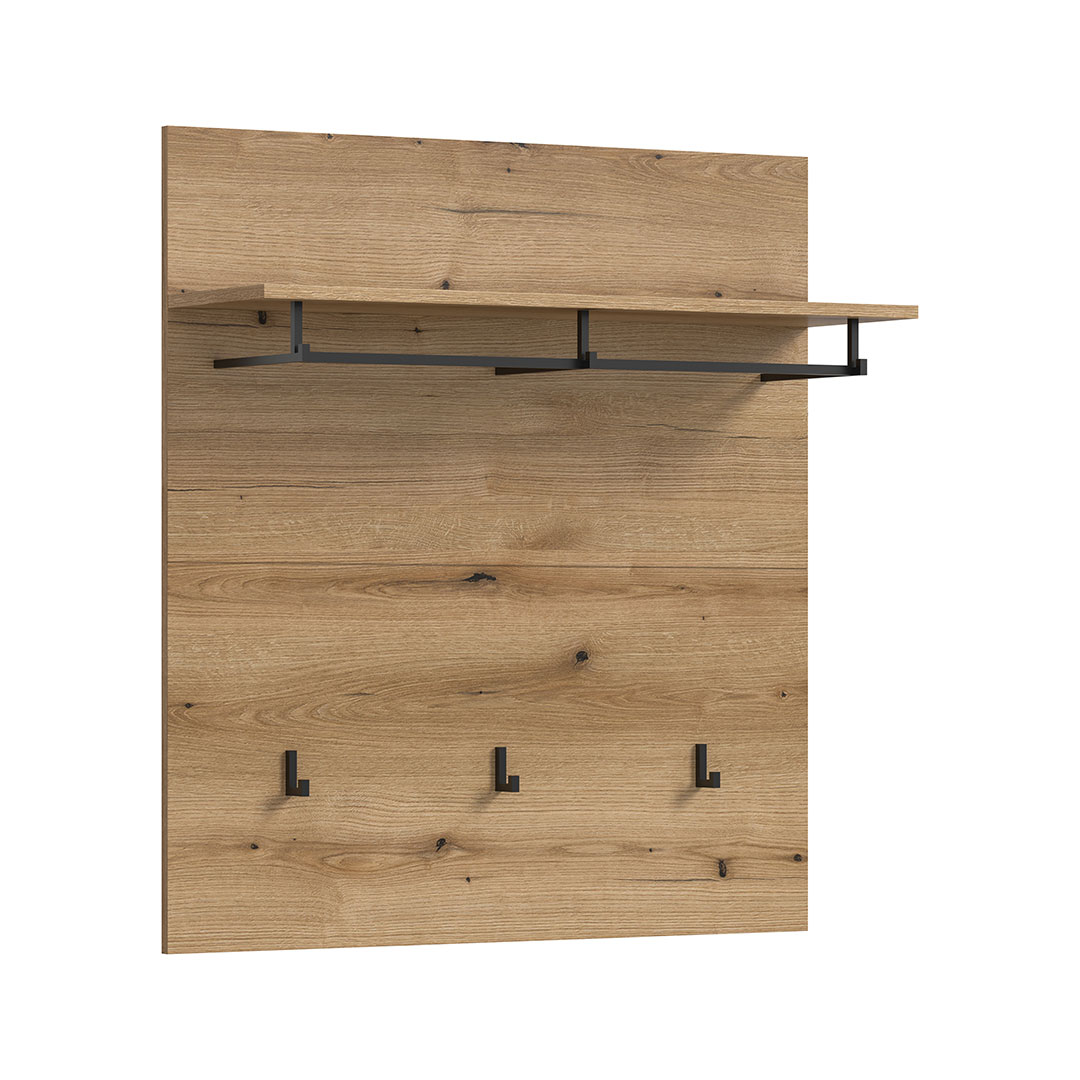 Xonox-home Scout Wandgarderobe 3 Haken 1 Kleiderstange 1 Regal Eiche Dekor.