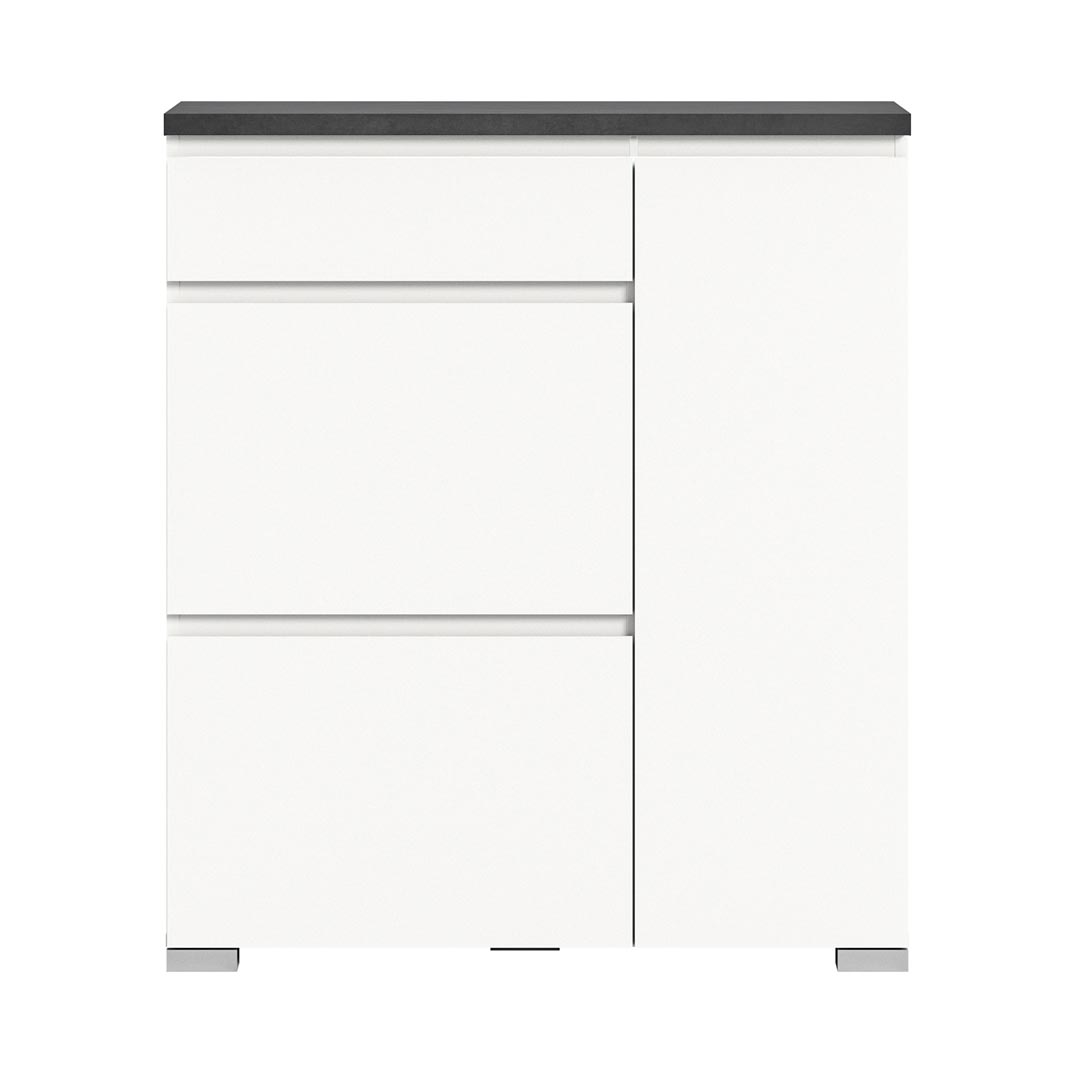 Shoelove Schuhschrank 1 Tür, 2 Klaptüren, 1 Schublade 95x109cm weiß,grau.