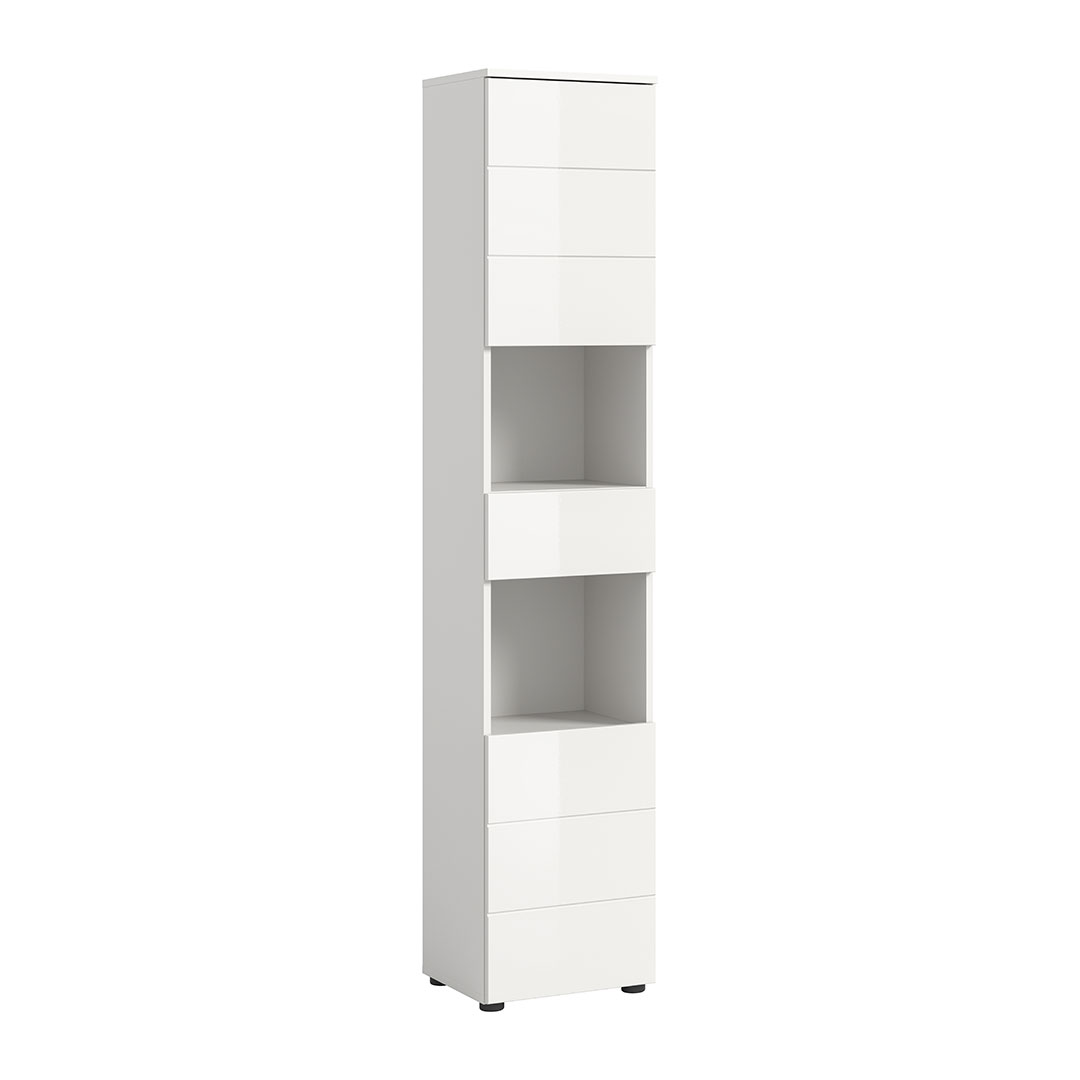 Vira Hochschrank Bad 1 Schublade 2 Türen 2 Fächer weiß Hochglanz, weiß.