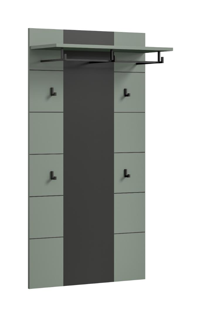 Xonox-home Canu Wandgarderobe 4 Haken Staubgrün, Dunkelgrau.