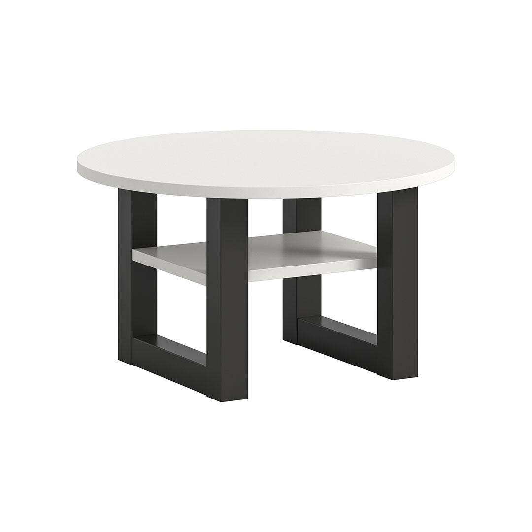 Xonox-home Seattle Couchtisch Ø75 Cm 1 Regal Weiß.