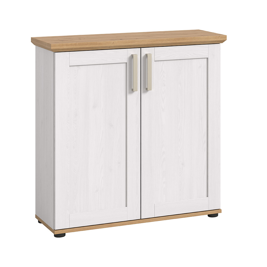 Xonox-home Verona Sideboard 2 Türen Weiß, Eiche Dekor.