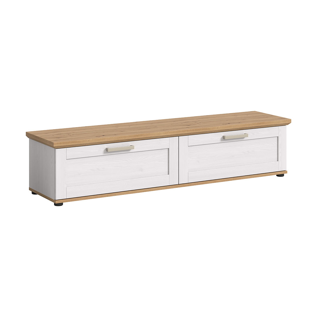 Xonox-home Verona Sideboard 2 Klapptüren Weiß, Eiche Dekor.