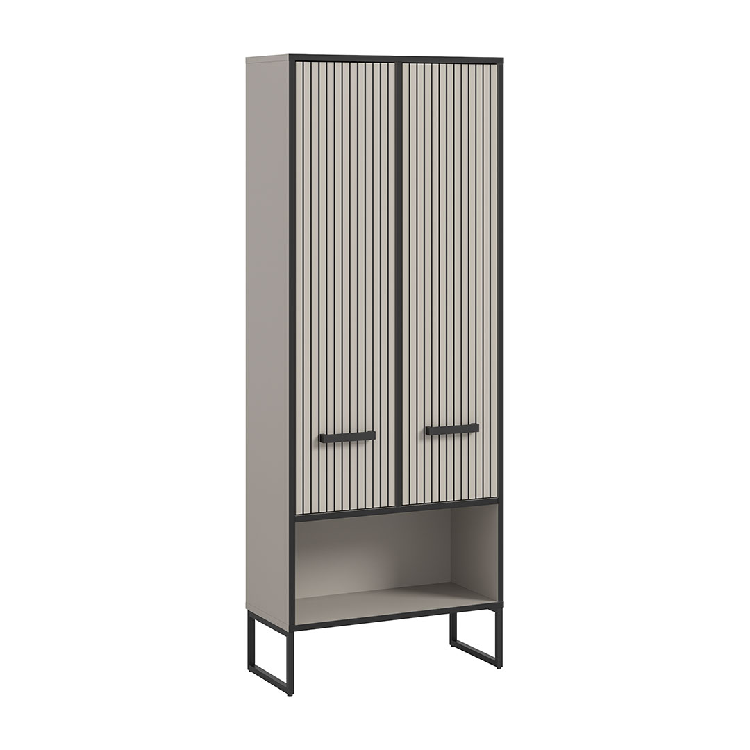 Bagno Hochschrank Bad 2 Türen hellgrau, cremefarben.