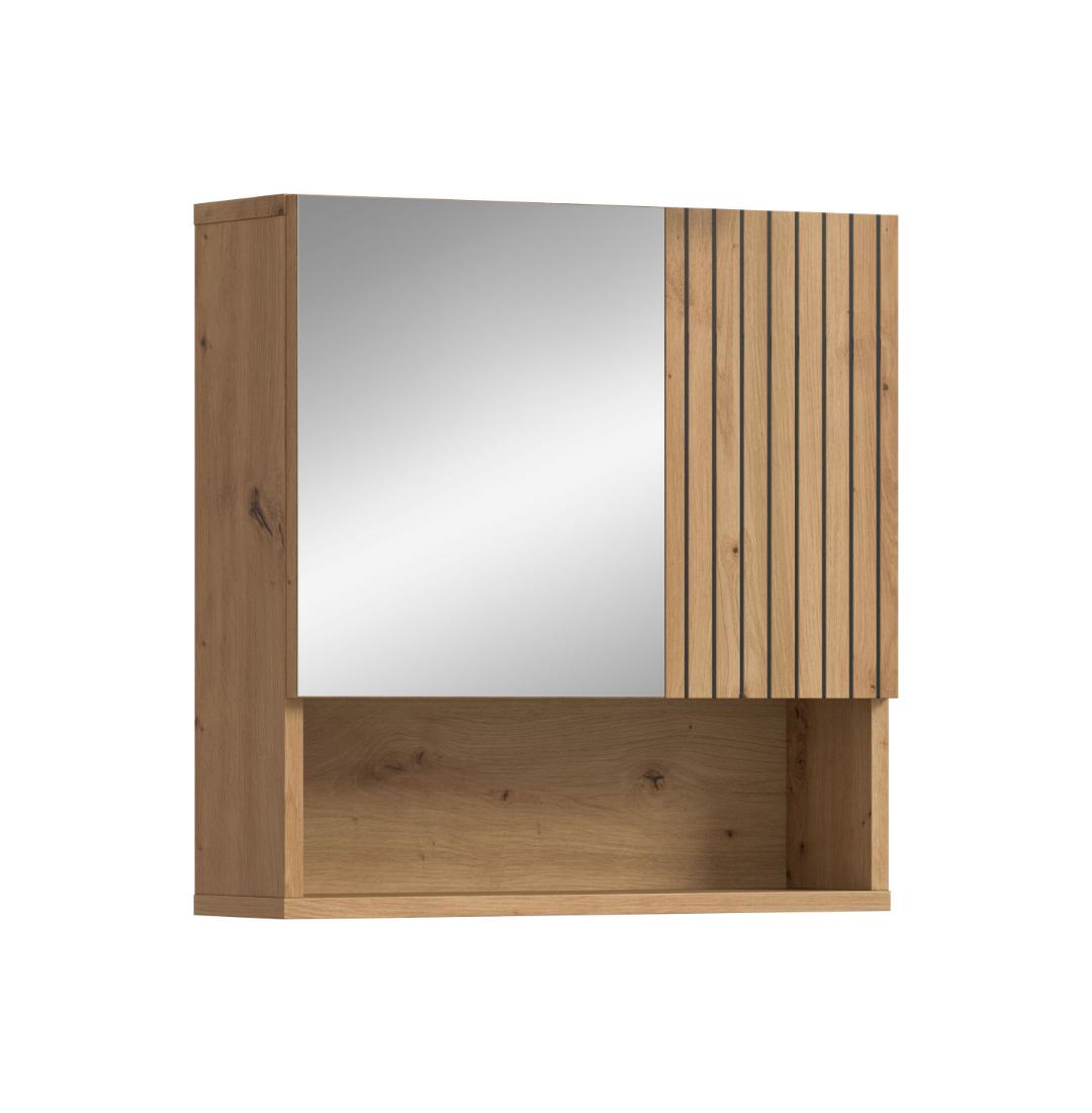 Xonox-home Mone Spiegelschrank Bad 1 Tür, 1 Spiegeltür, 1 Regal Eiche Dekor.
