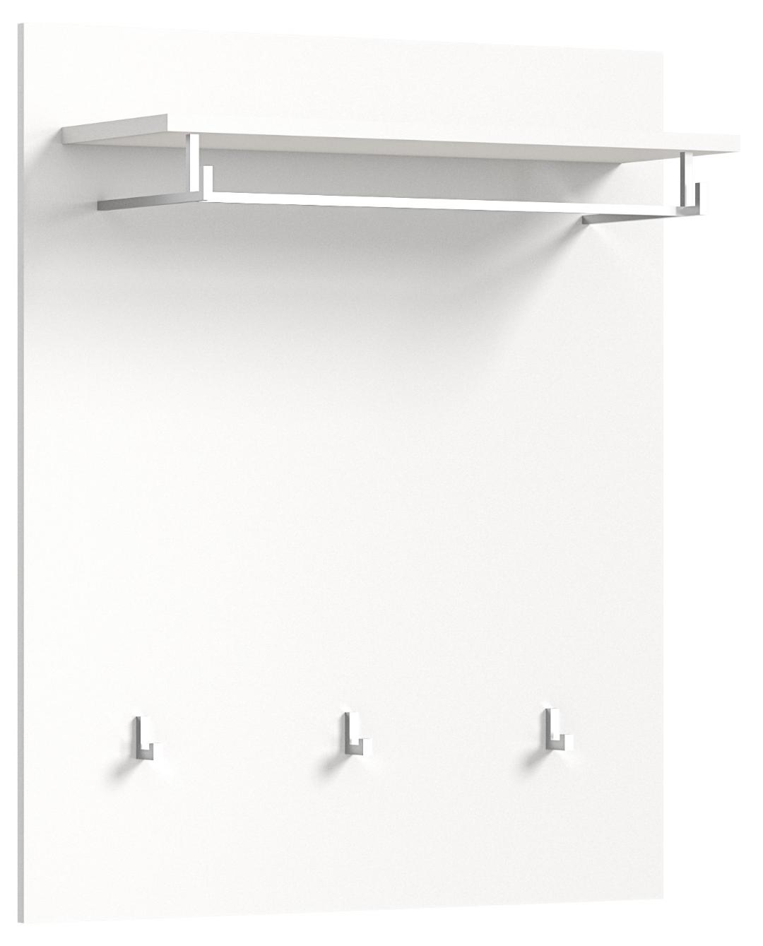 Xonox-home Solero Wandgarderobe 3 Haken Weiß Hochglanz, Weiß.