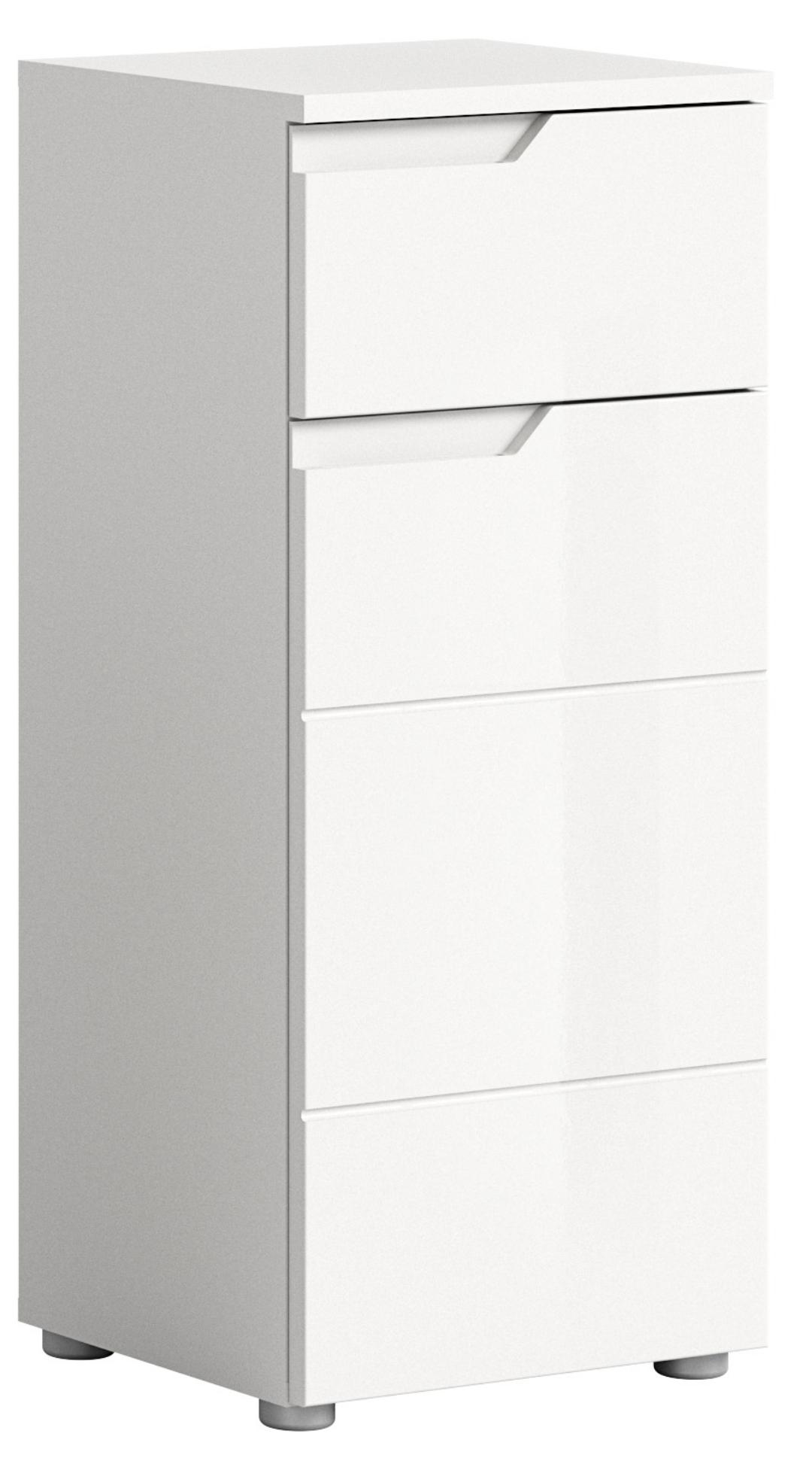 Xonox-home Solero Badschrank 1 Tür, 1 Schublade Weiß Hochglanz, Weiß.