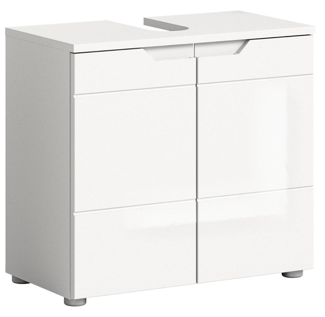 Xonox-home Solero Waschbeckenunterschrank 2 Türen Weiß Hochglanz, Weiß.