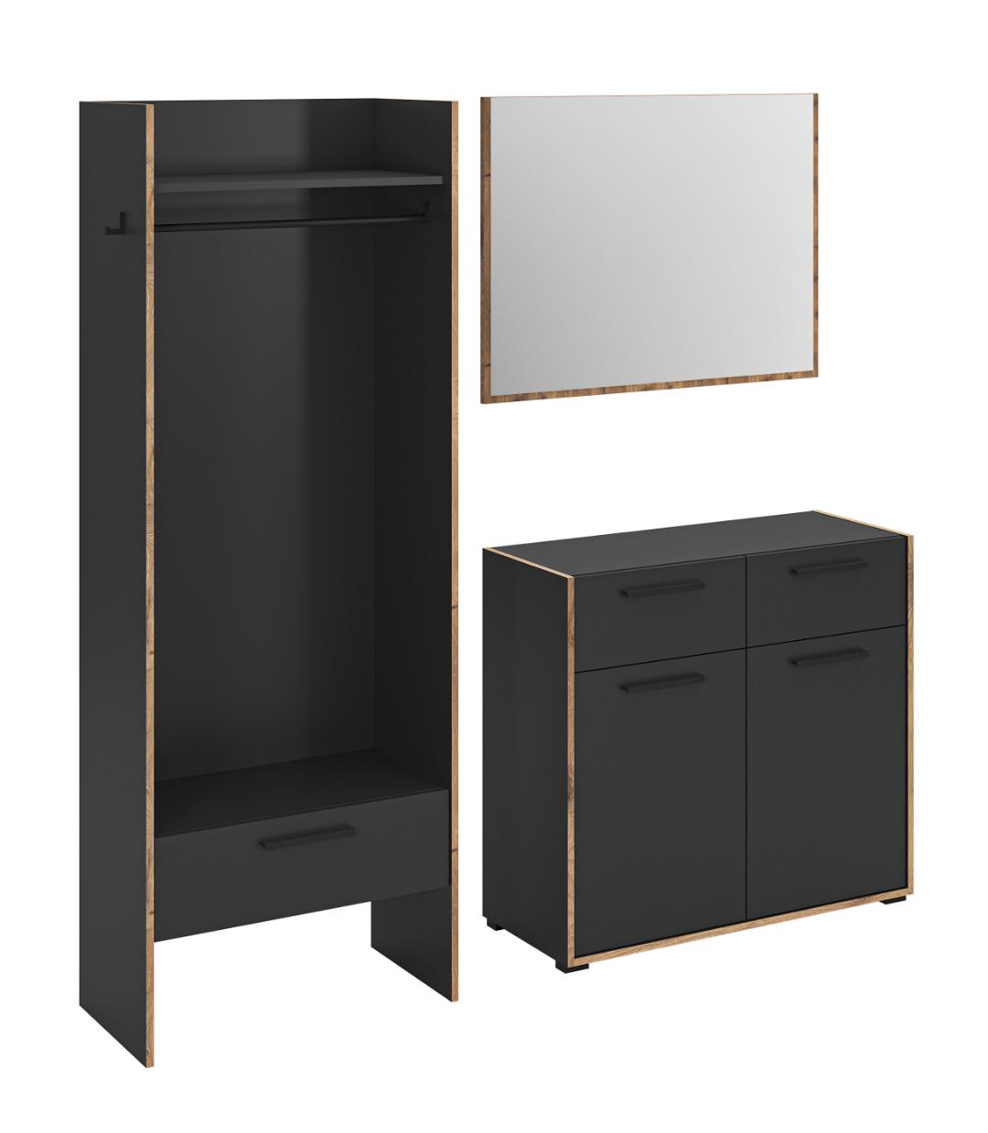 Xonox-home Bueno Garderobenmöbel Set B3 Dunkelgrau.