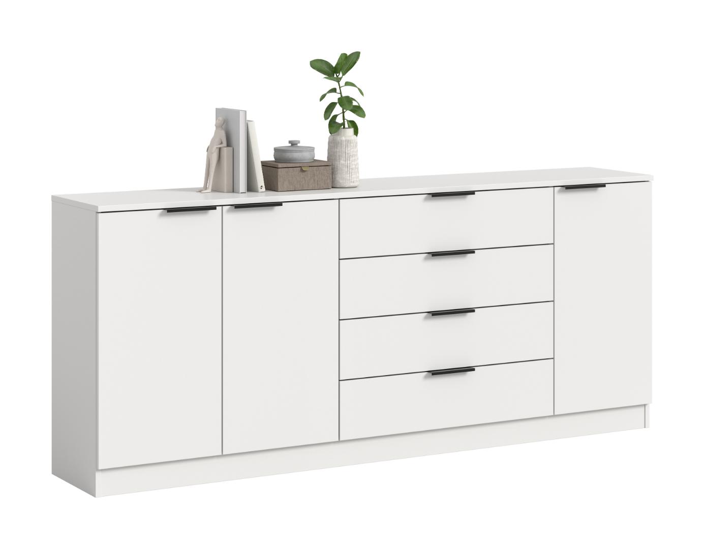 Xonox-home Kopenhagen Sideboard 4 Schubladen, 3 Türen Weiß.