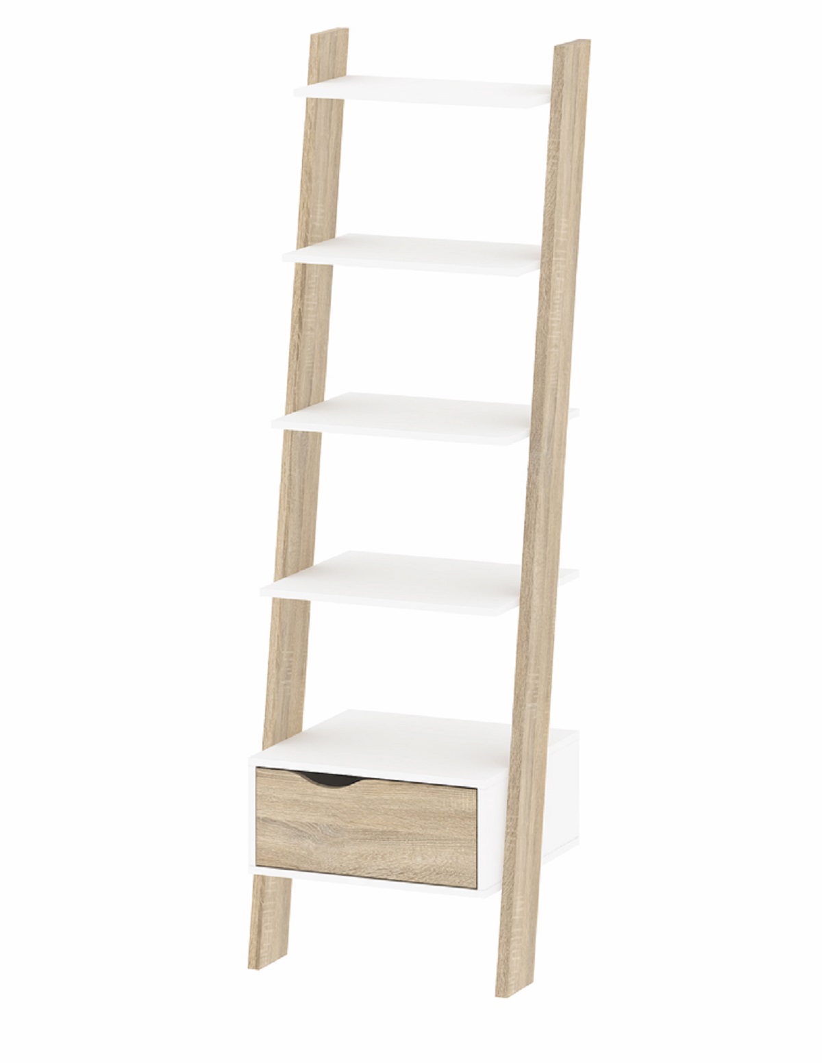 Tvillum Napoli Bücherregal Mit 1 Schublade Und 5 Ablagen Weiss/Eiche Dekor.