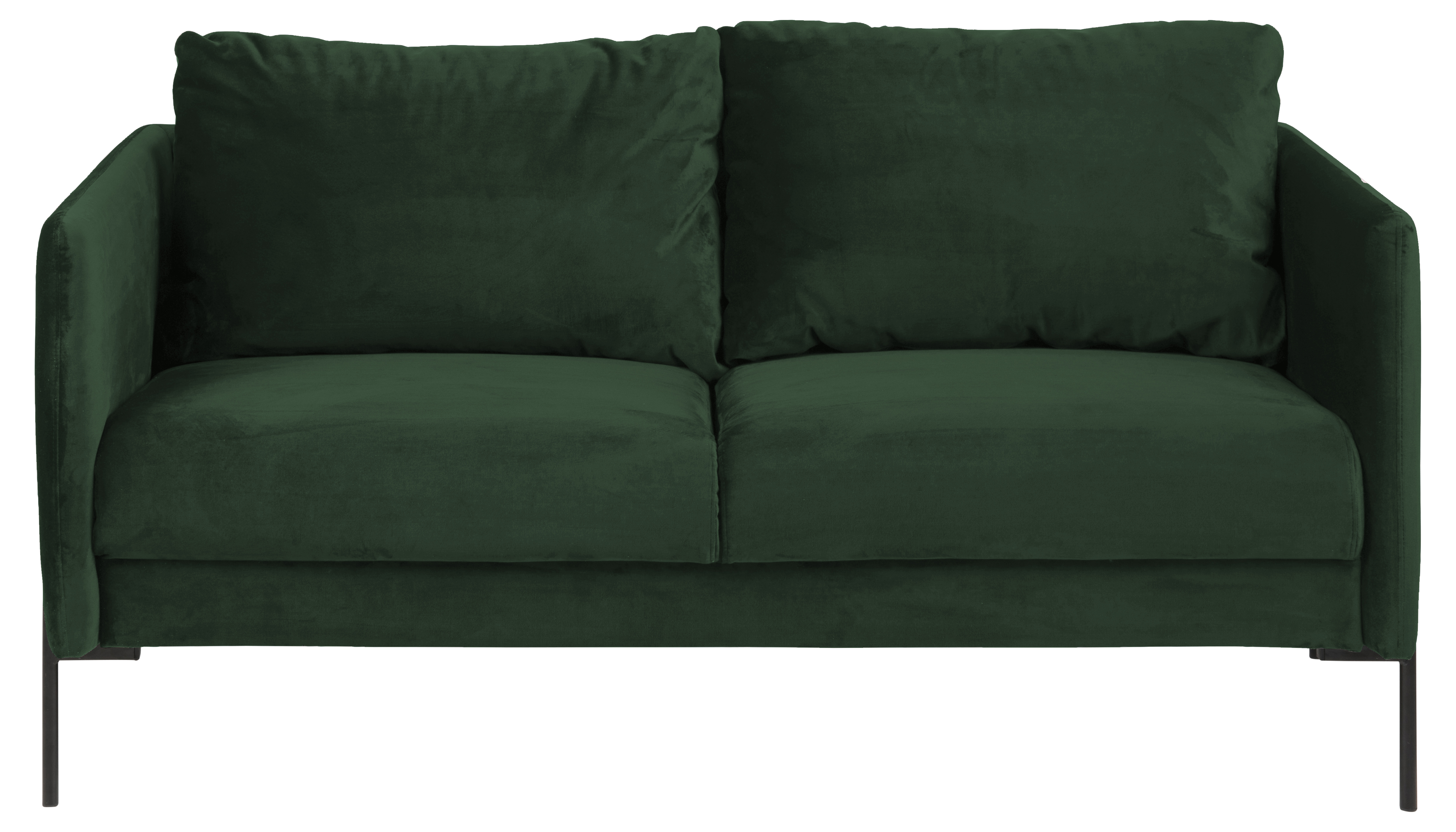 Kingsley A2 2,5-Sitzer-Sofa mit schwarzen Metallbeinen.