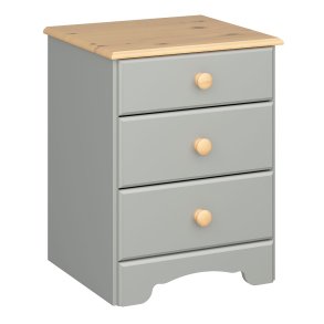 Nilon nattbord 3 skuffer gr, gylden.