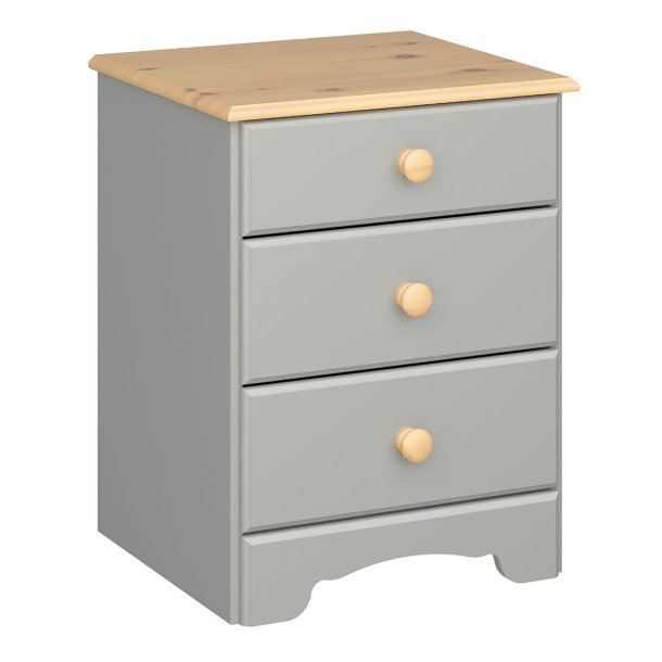 Nilon nattbord 3 skuffer gr, gylden.