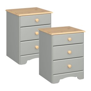 Nilon nattbord 2 stk. 3 skuffer gr, gylden.