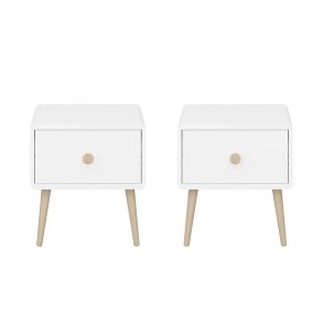 Gaia nattbord 2 stk. med 1 skuff hvit.
