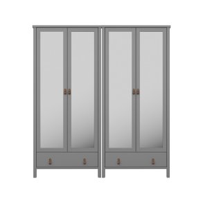 Troms Kleiderschrank 4 Spiegeltren 1 Schublade grau.