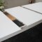 Venedig eethoek tafel wit 95x180/276 incl. 2 verlengbladen en 6 boucl� stoelen bruin.