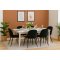 Venedig matgrupp matbord vit 95x180/276 med 2 st. tillgsskivor 6 stolar velour svart.