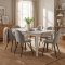 Venedig Essgruppe Tisch wei� 95x180/276 mit 2 Stk. Zusatzplatten 6 St�hlen Velour grau.