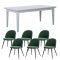 Venedig Essgruppe Tisch wei 95x180/276 mit 2 Stk. Zusatzplatten 6 Sthlen Velour grn.