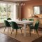Venedig Essgruppe Tisch wei� 95x180/276 mit 2 Stk. Zusatzplatten 6 St�hlen Velour gr�n.