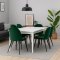 Venedig matgrupp matbord vit 95x180/276 med 2 st. tillgsskivor 6 stolar velour grn.