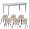 Venedig matgrupp matbord vit 95x180/276 med 2 st. tillgsskivor 6 stolar velour beige.
