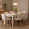 Venedig Essgruppe Tisch wei� 95x180/276 mit 2 Stk. Zusatzplatten 6 St�hlen Samt beige.