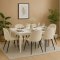 Venedig matgrupp matbord vit 95x180/276 med 2 st. tillgsskivor 6 stolar sammet beige.