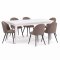 Venedig ensemble pour salle � manger table blanc 95x180/276 incl. 2 rallonges et 6 chaises boucl� marron.