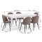 Venedig ensemble pour salle � manger table blanc 95x180/276 incl. 2 rallonges et 6 chaises boucl� marron.
