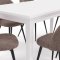 Venedig ensemble pour salle � manger table blanc 95x180/276 incl. 2 rallonges et 6 chaises boucl� marron.