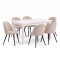 Venedig ensemble pour salle � manger table blanc 95x180/276 incl. 2 rallonges et 6 chaises boucl� beige.