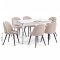 Venedig ensemble pour salle � manger table blanc 95x180/276 incl. 2 rallonges et 6 chaises boucl� beige.