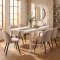 Venedig ensemble pour salle � manger table blanc 95x180/276 incl. 2 rallonges et 6 chaises boucl� beige.