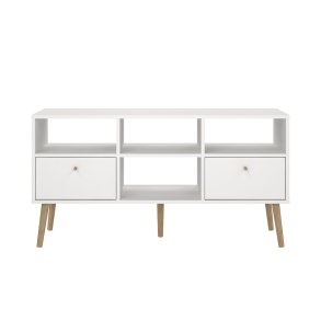 Bodo TV-bord 2 skuffer, 4 hyller hvit.