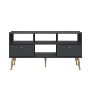 Bodo TV-bord 2 skuffer, 4 hyller matt gr.