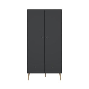 Bodo Kleiderschrank 200x99x58cm, 2 Tren, 2 Schubladen matte grau.