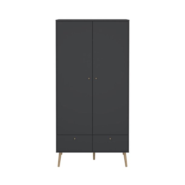 Bodo Kleiderschrank 200x99x58cm, 2 Tren, 2 Schubladen matte grau.