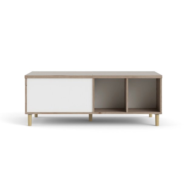 Penny Couchtisch mit ausziehbarer Deckplatte und 2 Fchern Hickory-Dekor und Mattwei.