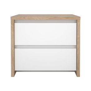 Next natbord 2 skuffer hvid hjglans.