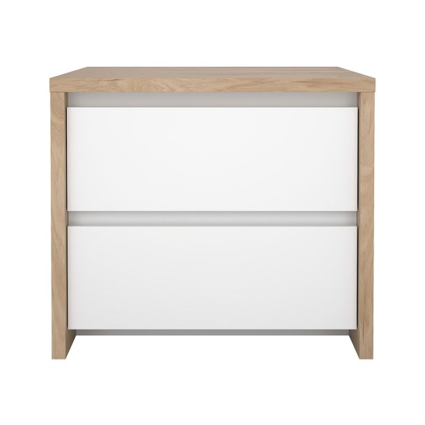 Next natbord 2 skuffer hvid hjglans.