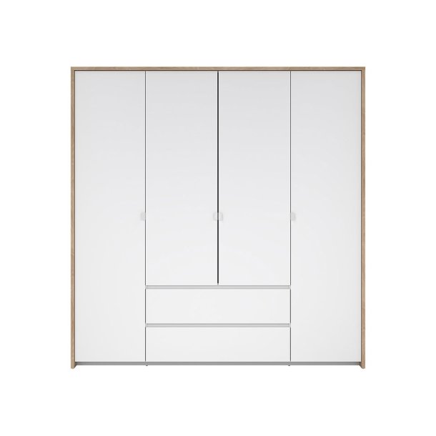 Next kldeskab 4 lger 2 skuffer 197x200cm hvid hjglans.