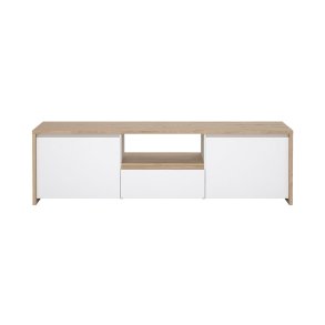 Next TV mbel 2 lger, 1 skuffe, 1 hylde eg dekor, hvid hjglans.