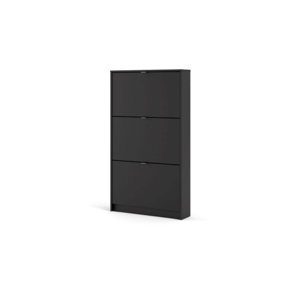 Shane Schuhschrank 3 Klapptren 1R schwarz matt.