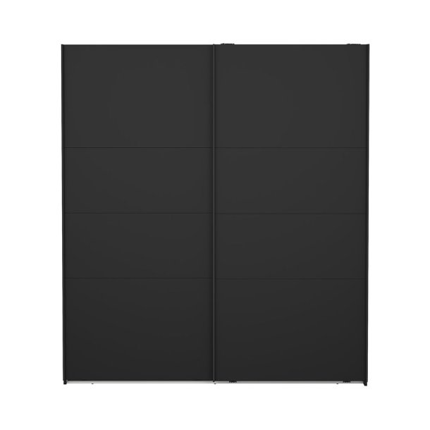 Catania Kleiderschrank 201x179x67cm, 2 Schiebetren matt schwarz.